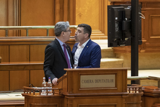 VIDEO&FOTO Scandal în Parlament, la dezbaterea moțiunii pe Energie: George Simion l-a luat de gât pe ministrul Virgil Popescu, la tribună. Ședința a fost suspendată de urgență