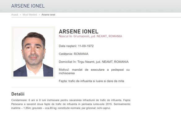 ULTIMA ORĂ FOTO Ionel Arsene, seful CJ Neamț, dat în urmărire națională