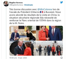 Aurescu a discutat cu șefa diplomației franceze ridicarea la nivel de brigadă a Grupului tactic NATO, cât timp avionul președintelui Macron a alimentat pe Otopeni