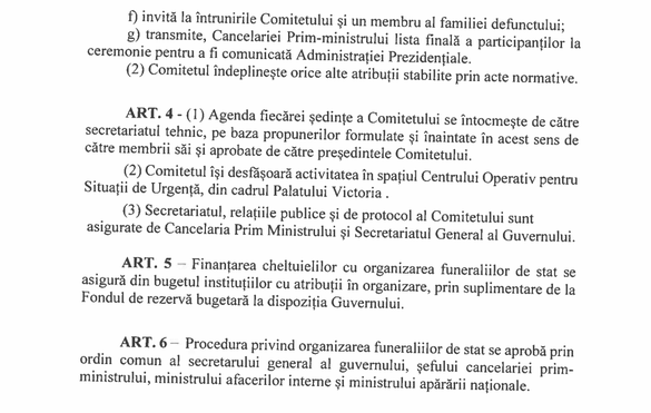 DOCUMENT Guvernul reglementează funeraliile de stat pentru foști președinți