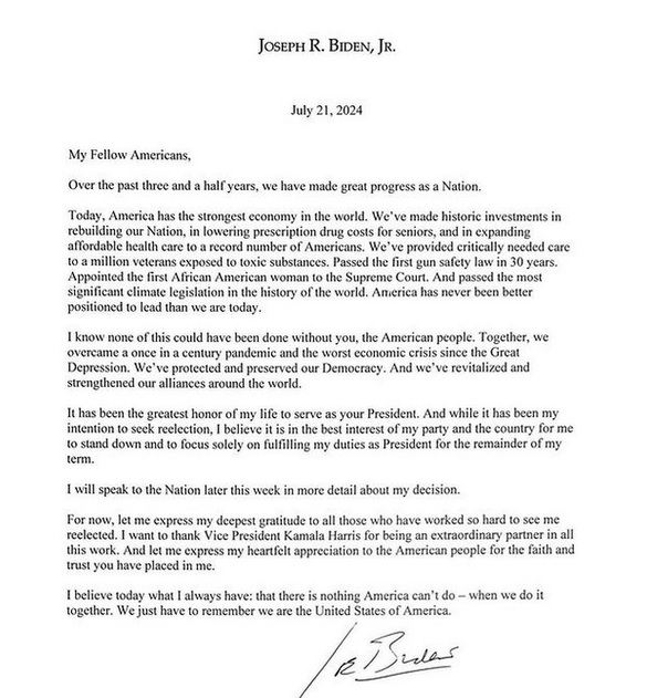 ULTIMA ORĂ FOTO-DOCUMENT Biden și-a anunțat retragerea din cursa pentru un nou mandat la Casa Albă. Reacția lui Trump