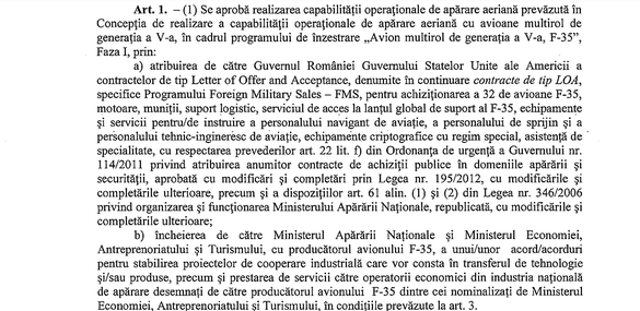 DOCUMENT România va cumpăra avioane F-35 de la SUA de 6,5 miliarde dolari, posibil și cu bani împrumutați de la americani și ținuți la banca centrală a Statelor Unite