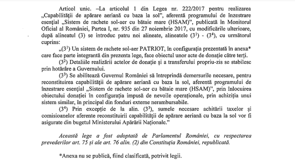 DOCUMENT România se pregătește să doneze Ucrainei un sistem Patriot. Îl vom înlocui ″în principal cu fonduri externe nerambursabile″, dar tot vom plăti taxe de zeci de milioane de dolari