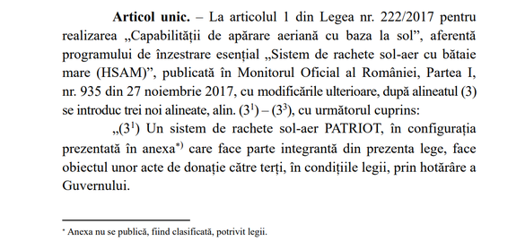 LEGE Iohannis a promulgat donația Patriot către Ucraina