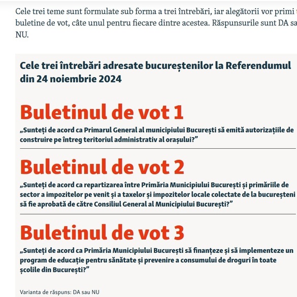 VIDEO&FOTO Referendum în București. Întrebările pregătite pentru astăzi