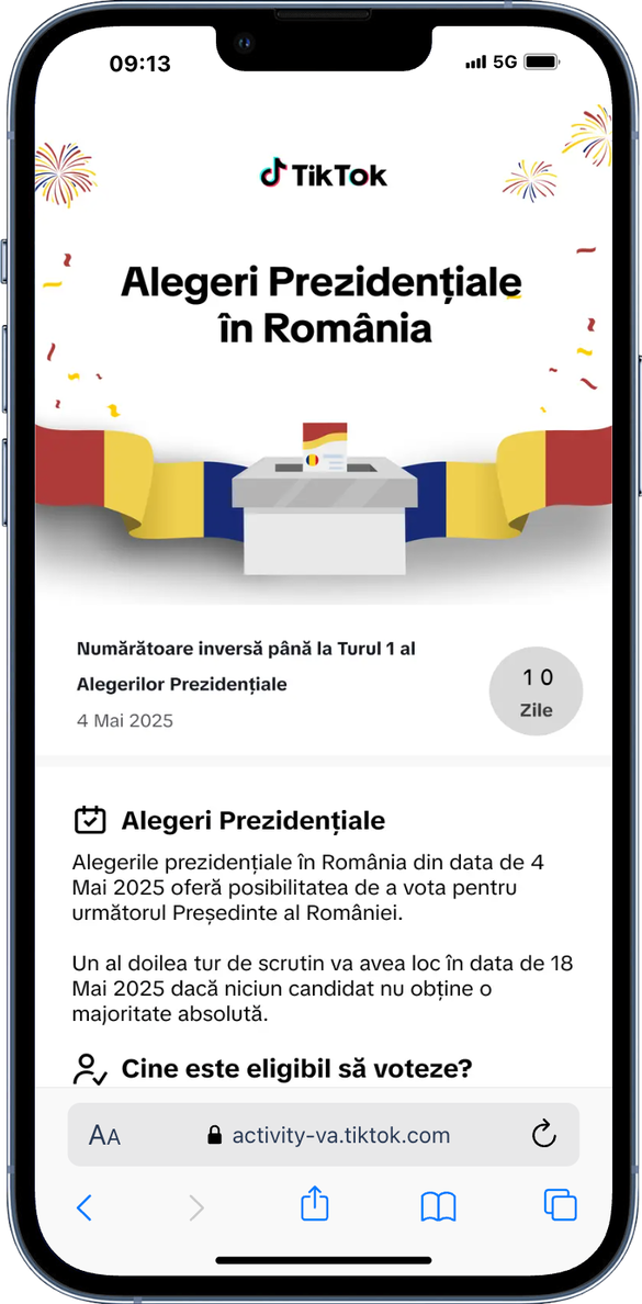 Reuters: Românii apelează din nou la TikTok pentru a se orienta în alegeri. Măsurile TikTok pentru a proteja integritatea platformei pe parcursul alegerilor din România