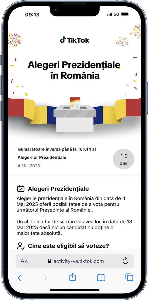 Reuters: Românii apelează din nou la TikTok pentru a se orienta în alegeri. Măsurile TikTok pentru a proteja integritatea platformei pe parcursul alegerilor din România