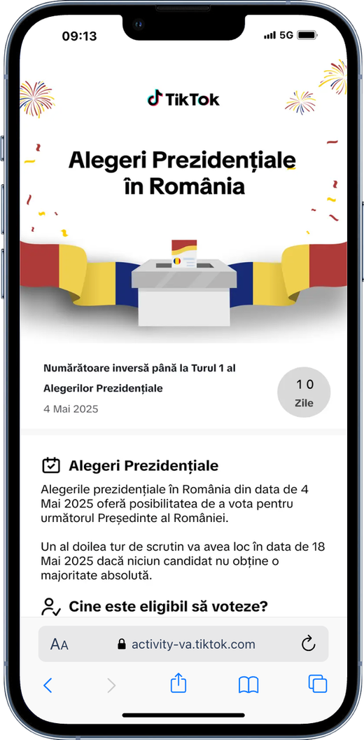 Reuters: Românii apelează din nou la TikTok pentru a se orienta în alegeri. Măsurile TikTok pentru a proteja integritatea platformei pe parcursul alegerilor din România