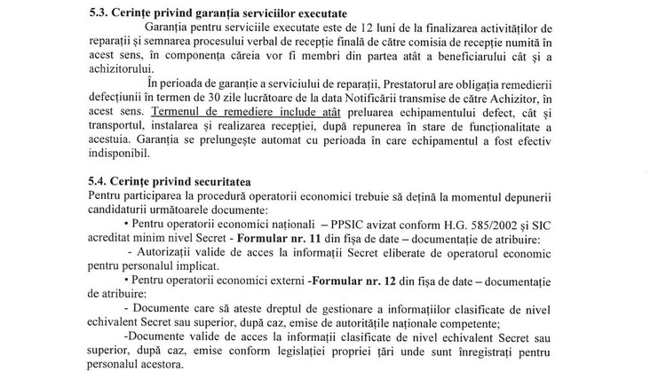 Extras din documentația de atribuire