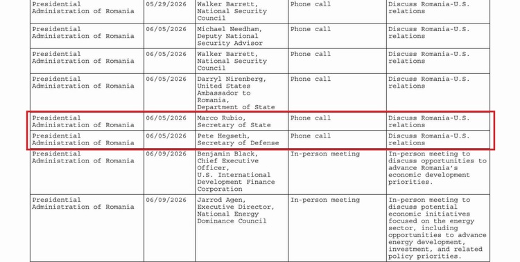 DOCUMENT Lobbyștii angajați de Nicușor Dan să-i ″deschidă uși″ la Washington i-au sunat de câte 2 ori pe Rubio și Hegseth. Câți bani le-a plătit Cotroceniul consultanților