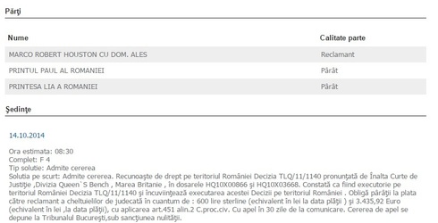 Prințul Paul de România, executat silit de un cetățean britanic