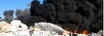 FOTO Incendiu puternic la un depozit de deșeuri, mase plastice și hârtie, cu degajări mari de fum. ISU a activat Ro-Alert