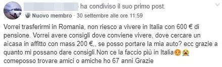 FOTO Pensionar italian: Nu mai fac față în Italia cu 600 de euro, vreau în România!