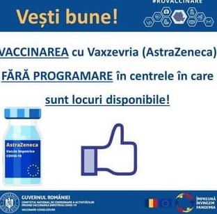 FOTO Anunț - Vaccinarea cu AstraZeneca ... la liber! Centrele sunt goale, angajații stau degeaba
