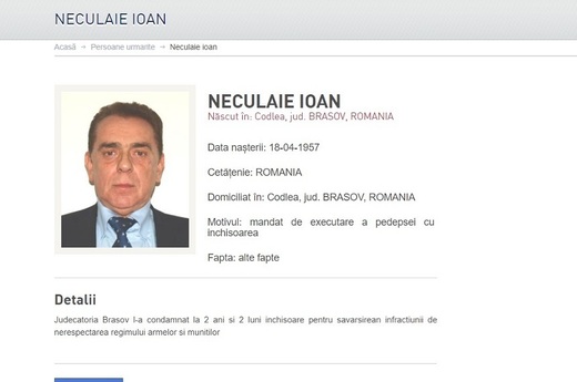 Omul de afaceri Ioan Neculaie, dat în urmărire în urma unei condamnări de 2 ani și 2 luni

