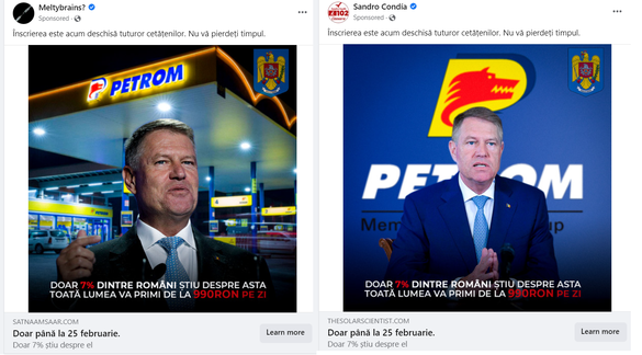 FOTO Tentativă de fraudă online sesizată de Profit.ro, cu imaginea președintelui Klaus Iohannis și clone ale site-urilor Digi24 și OMV Petrom