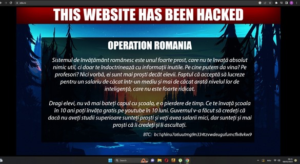 FOTO Atac cibernetic la Ministerul Educației. Mesajul apărut pe site. „Sistemul de învățământ românesc este unul foarte prost, care nu te învață absolut nimic util, ci doar te îndoctrinează cu informații inutile. Pe cine putem da vina?