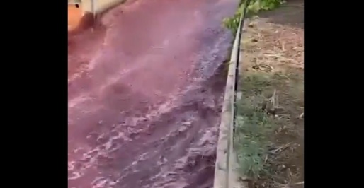 VIDEO 2,2 milioane de litri de vin roșu au inundat străduțele unui orășel, după un accident