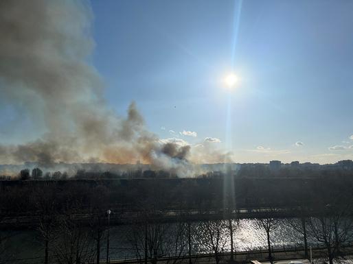 GALERIE FOTO Incendiu puternic în Delta Văcărești. A fost emis mesaj RO-Alert