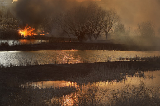 GALERIE FOTO Incendiu puternic în Delta Văcărești. A fost emis mesaj RO-Alert