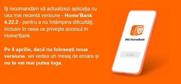 FOTO ING - Mesaj către clienții din România. Schimbare în Home Bank