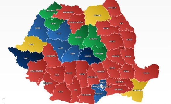 HARTA politică a României după alegerile parlamentare la care trei partide populiste au împreună 32% din voturi: PSD câștigă în peste jumătate din județele țării, urmat de PNL și UDMR. AUR, câștigător în Constanța, Suceava și Arad, USR în Capitală, Timiș și Brașov