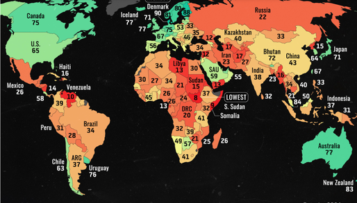 HARTA Corupția din statul român a primit notă de Africa de Vest. România e la fel ca Benin, Senegal și Coasta de Fildeș
