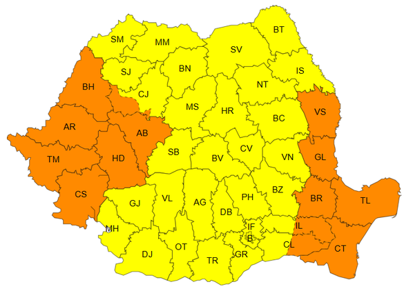 HARTĂ Nou anunț meteo - Vremea se va schimba în cea mai mare parte a țării, unele județe intră sub Cod Portocaliu de vânt puternic