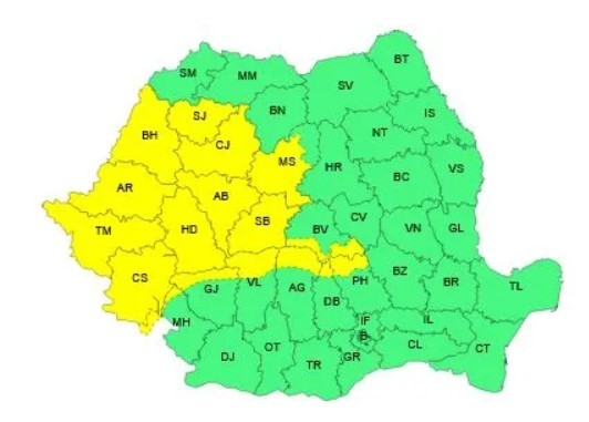 Noi avertizări de vreme rea. Meteorologii anunță lapoviță și ninsoare. HARTA zonelor afectate de vânt puternic