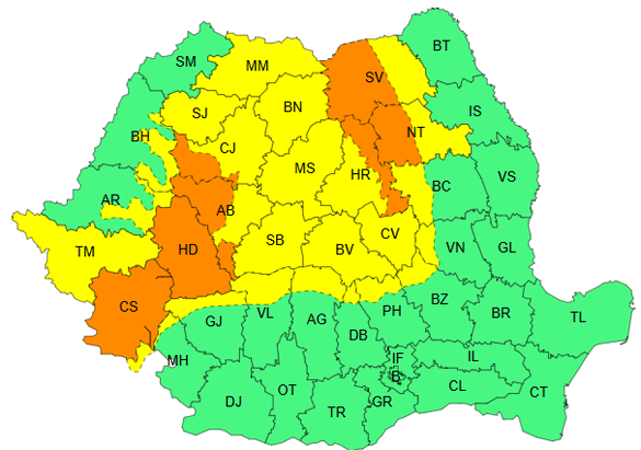 Alertă meteo în România - Vin ploile și furtunile HARTA