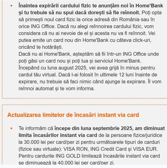 ING anunță clienții din România - Schimbări la HomeBank și carduri FOTO