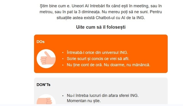 ING, mesaj către clienții din România - chatbot cu AI, când și cum să fie folosit FOTO