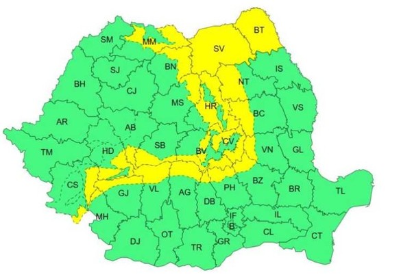 3 alerte meteo lansate în România pentru următoarele ore HARTĂ