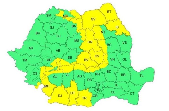 3 alerte meteo lansate în România pentru următoarele ore HARTĂ