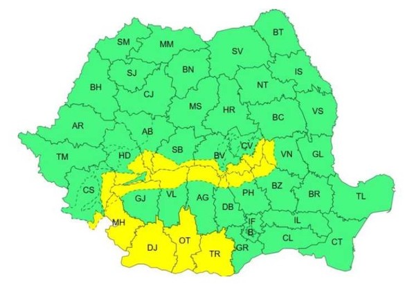 3 alerte meteo lansate în România pentru următoarele ore HARTĂ