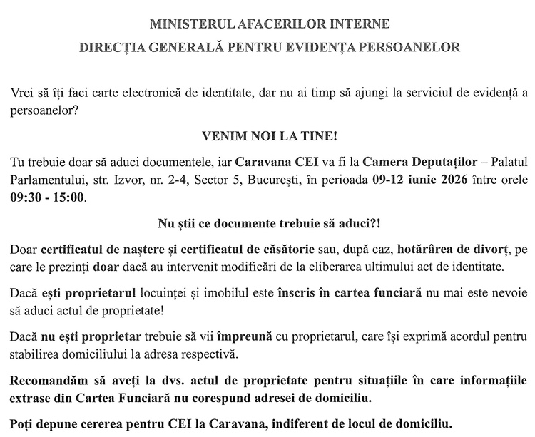 ”Vrei să îți faci buletin electronic, dar nu ai timp? Venim noi la tine!” - dacă ești parlamentar. Ministerul de Interne se duce la Parlament să le facă buletine aleșilor și angajaților