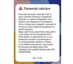 Mesaje RO-ALERT trimise la o oră după explozia dronei maritime în Portul Constanța