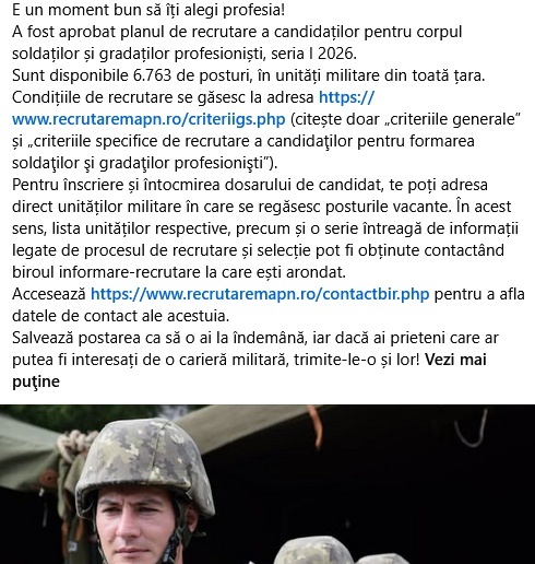 FOTO&VIDEO Armata angajează. Mii de posturi disponibile. ''Ce primești? Salariu stabil din prima zi.