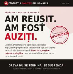 ULTIMA ORĂ Greva din sănătate a fost suspendată