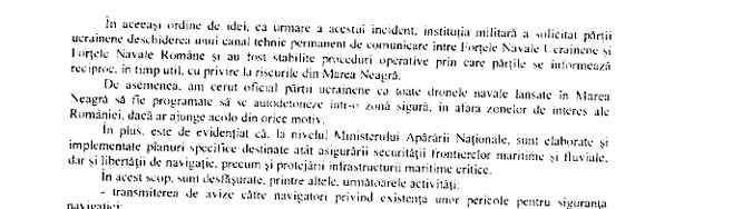 DOCUMENT România a cerut Ucrainei ca orice dronă lansată în Marea Neagră să fie programată spre autodistrugere ”în afara zonelor de interes” ale țării noastre