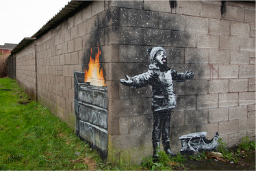 Lucrarea „Season's Greetings” a lui Banksy, amplasată în Port Talbot, vândută pentru mai mult de 100.000 de lire sterline