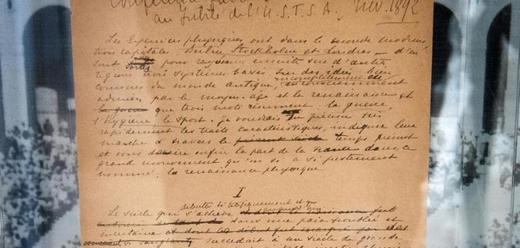 Manifestul lui Pierre de Coubertin, vândut la licitație pentru 8,8 milioane de dolari, un record