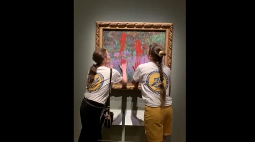 VIDEO Două activiste de mediu au vandalizat un tablou de Monet, expus într-un muzeu din Suedia