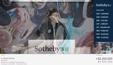 FOTO&VIDEO Interes ridicat pentru arta lui Adrian Ghenie. Un tablou al pictorului român a fost vândut, la Sotheby's New York, cu 3 milioane de dolari