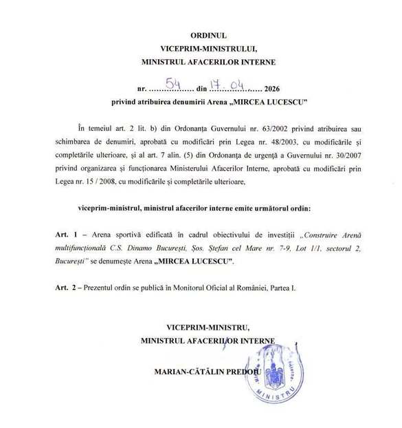 FOTO DECIZIE Mircea Lucescu, onorat. Viitorul stadion al lui Dinamo îi va purta numele 