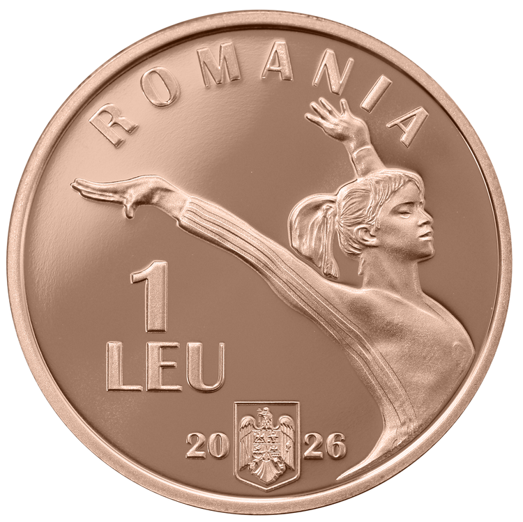 FOTO Nadia Comăneci, omagiată de BNR cu Isărescu printr-o emisiune numismatică care celebrează prima notă de 10 din istoria Jocurilor Olimpice la gimnastică feminină