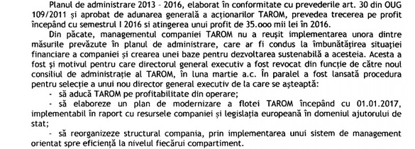  DOCUMENT Guvernul a lansat selecția unui nou șef al Tarom, care să reorganizeze compania din temelii