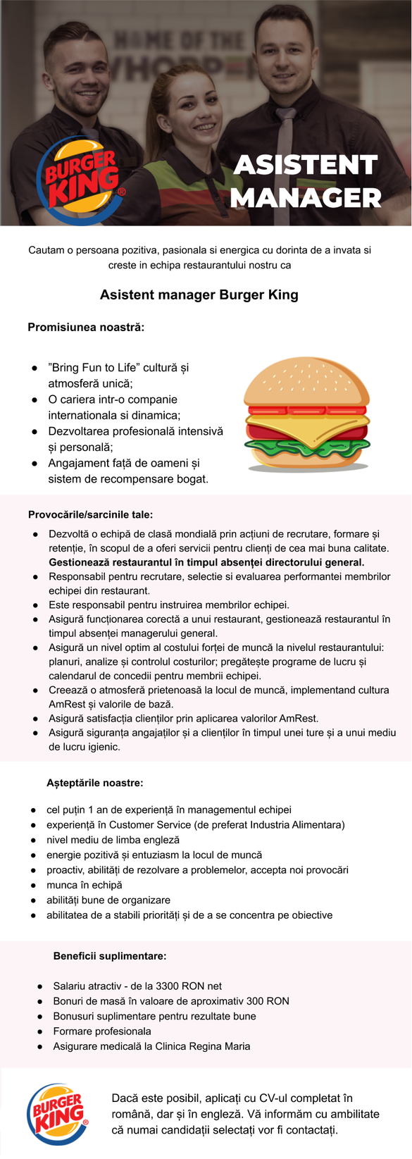 CONFIRMARE FOTO Lanțul Burger King a lansat planul de relansare pe piața din România