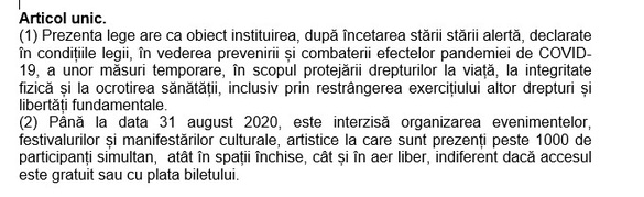 ULTIMA ORĂ DOCUMENT Marile concerte și festivaluri, interzise până în toamnă