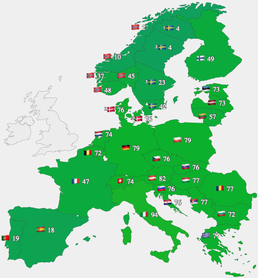 Prețurile medii ale energiei livrate în cursul zilei de luni, 28 aprilie, în întreaga Europă